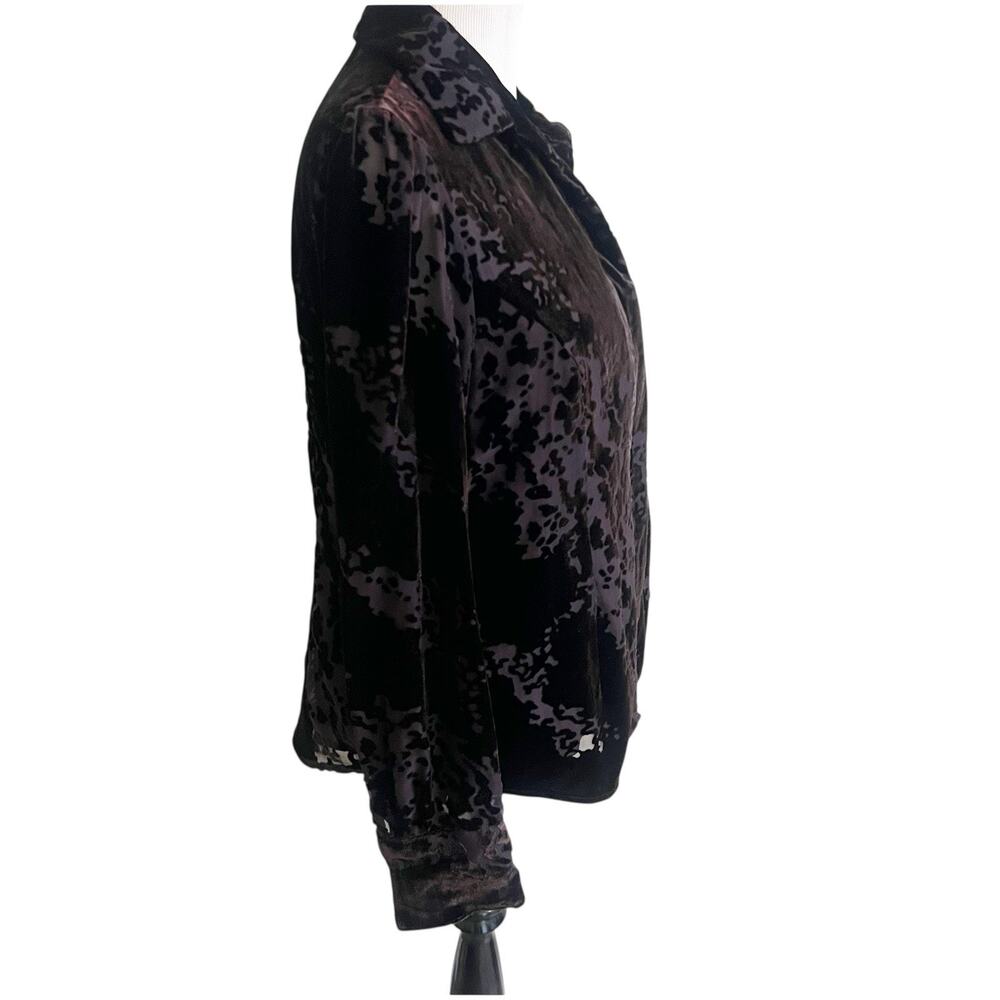 Jones New York Women’s Burnout Velvet Brown Button Down Shirt Size 12 Whimsigoth - Picture 3 of 12